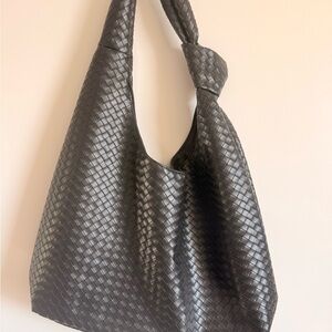 Elegant Black Woven Tote Bag